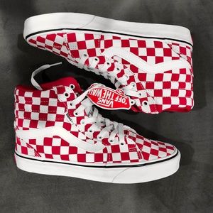 checkered high top vans